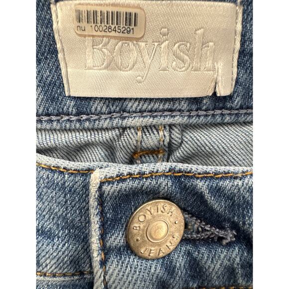 Boyish Dempsey Clairs Knee button fly frayed hem jeans blue denim size 25 - Picture 8 of 11